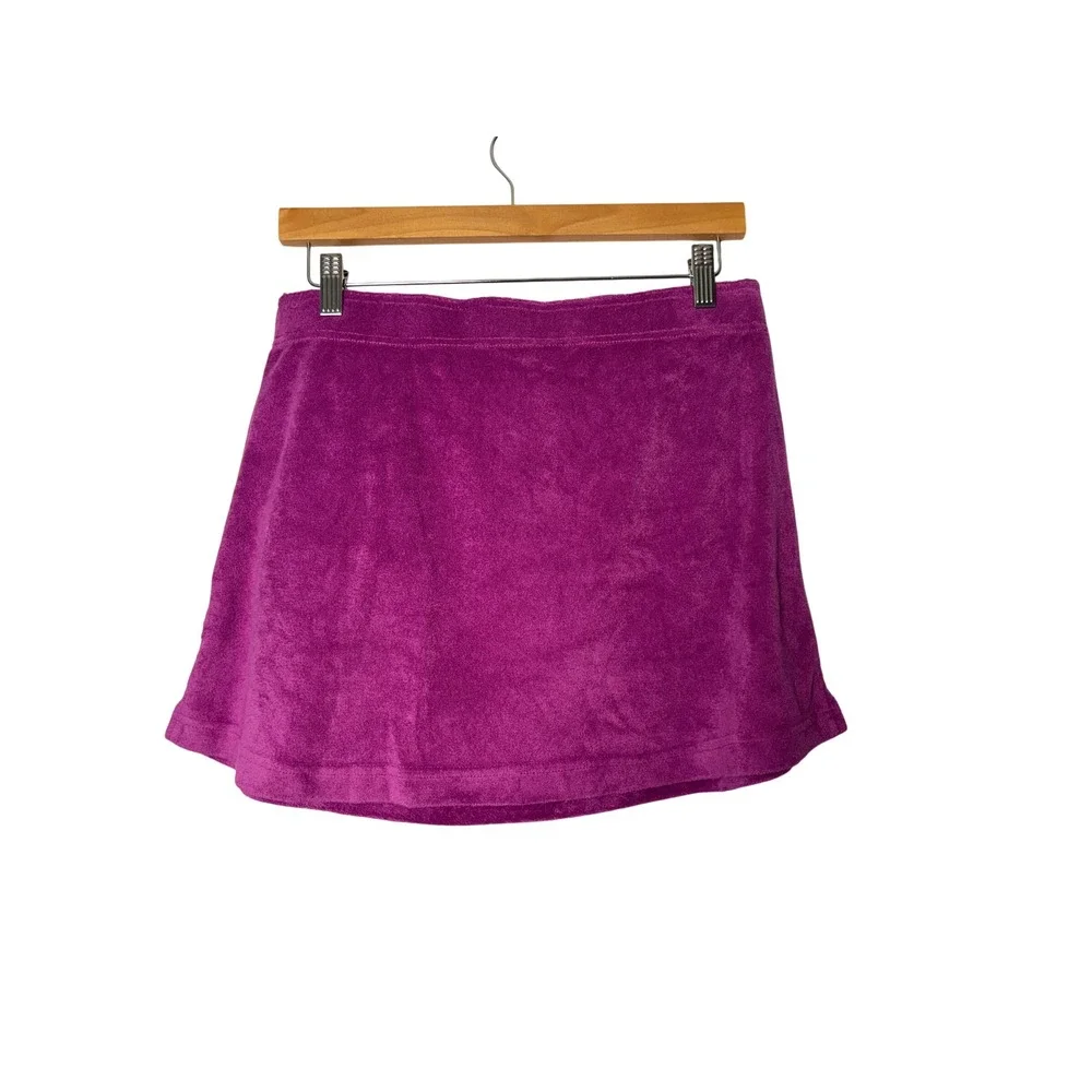 Talbots Womens Mini Skirt M Purple Terry Cloth Pocket Drawstring Y2K Coastal NEW